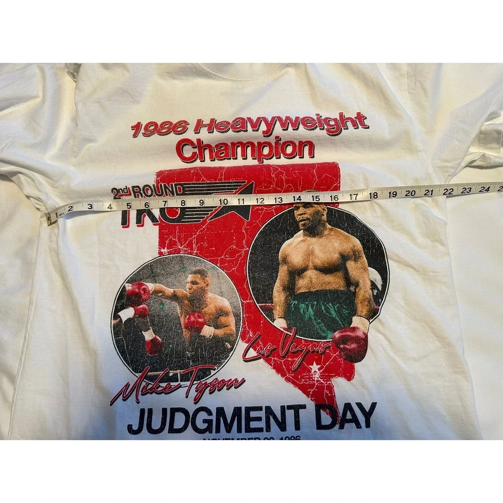 Mike Tyson 1986 Heavyweight Champion Judgment Day T-Shirt White Mens‎ Large - Picture 5 of 5